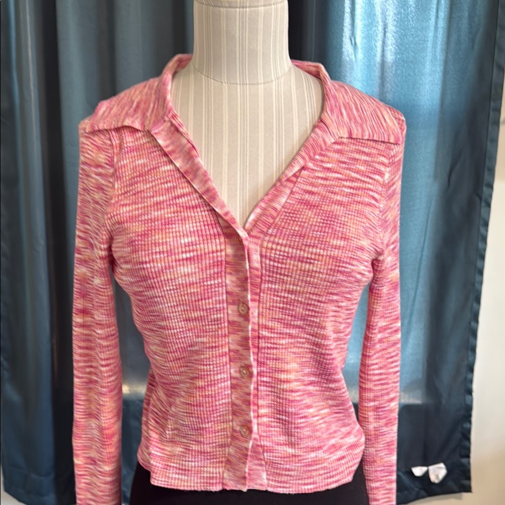 y2k Pink Button-Up Cardigan